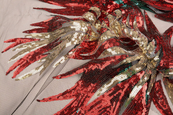 Sequins on Tulle Yeli Red