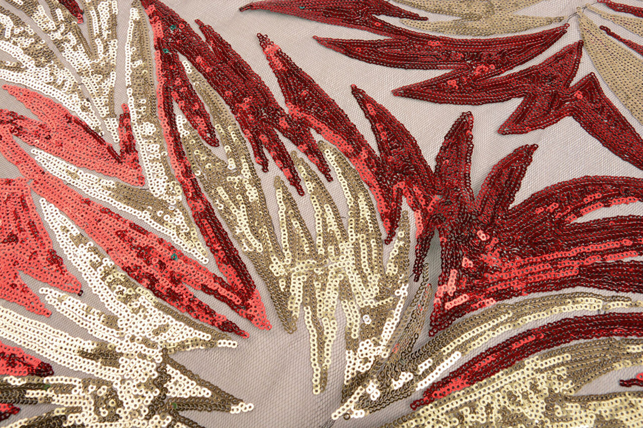 Sequins on Tulle Yeli Red