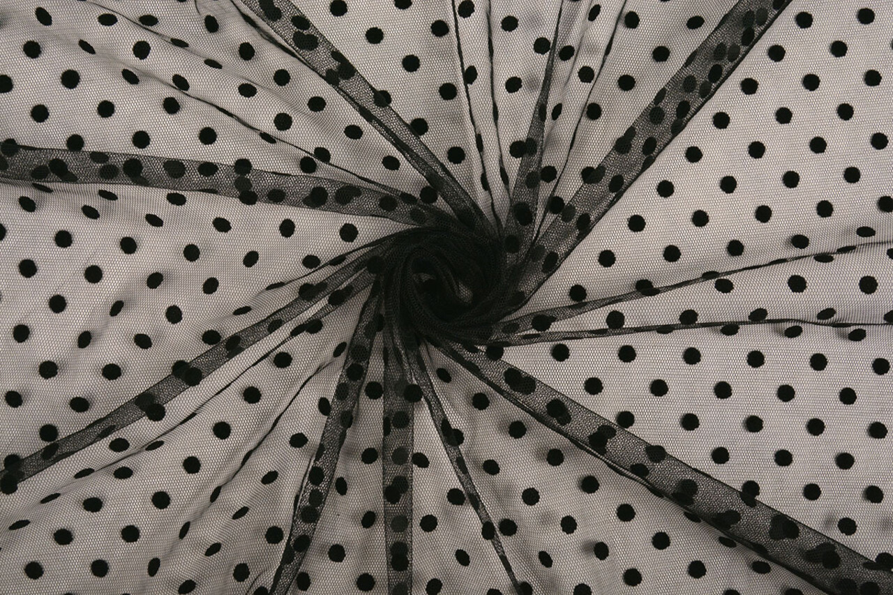 Feiner Tüll Punkte Mittel Schwarz