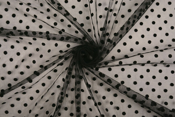 Fine Tulle Pois Middel Nero
