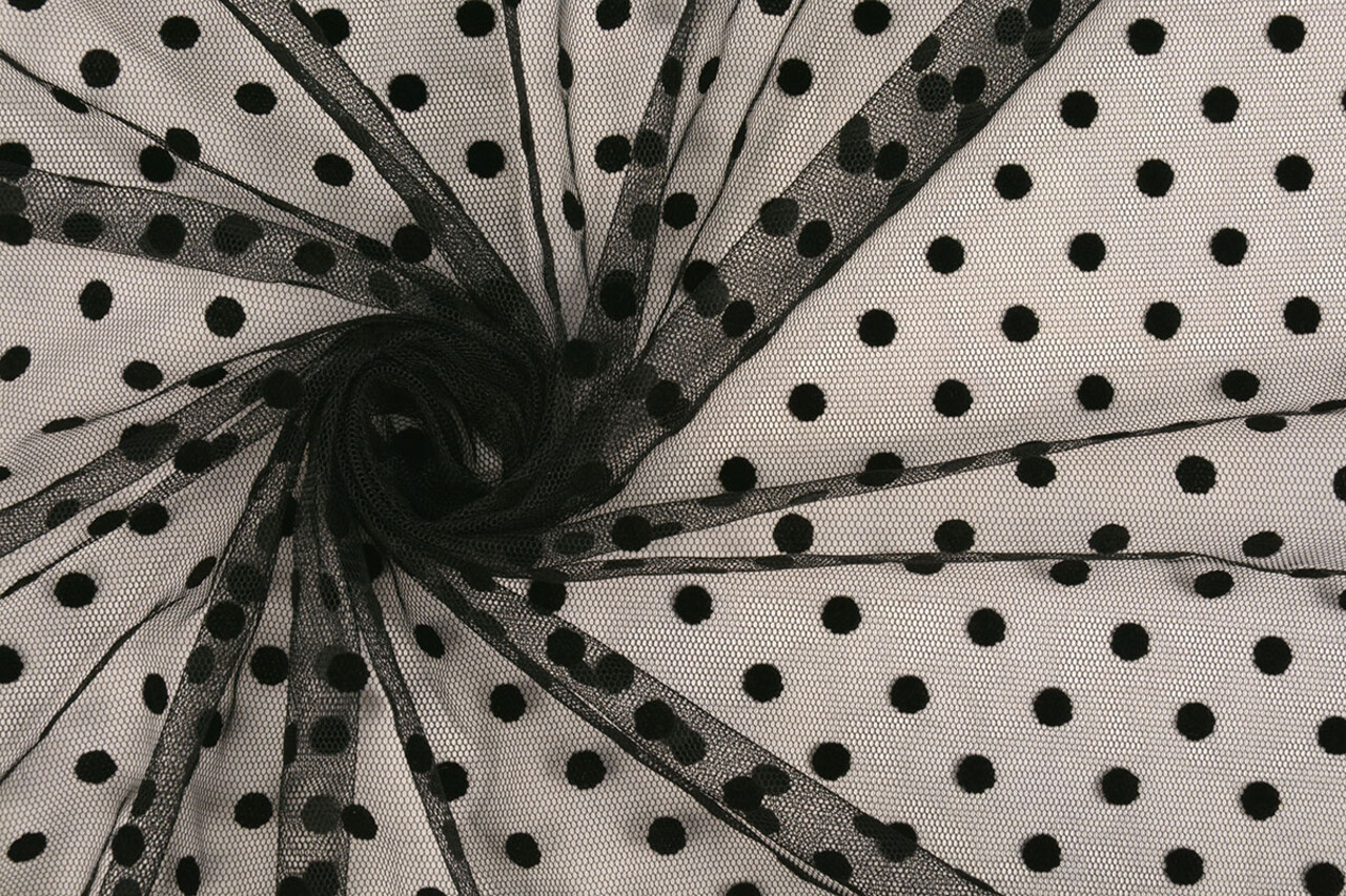 Feiner Tüll Punkte Mittel Schwarz