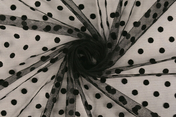 Feiner Tüll Punkte Mittel Schwarz