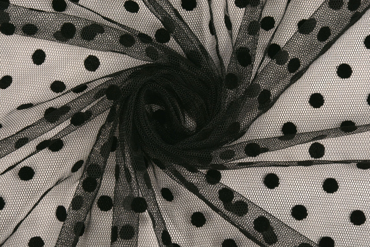 Fine Tulle Pois Middel Nero