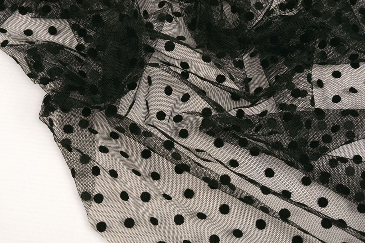 Fin Tulle Pois Middel Noir Fin Tulle Pois Middel Noir