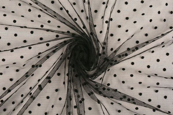 Fijne Tule Stippen Klein Zwart