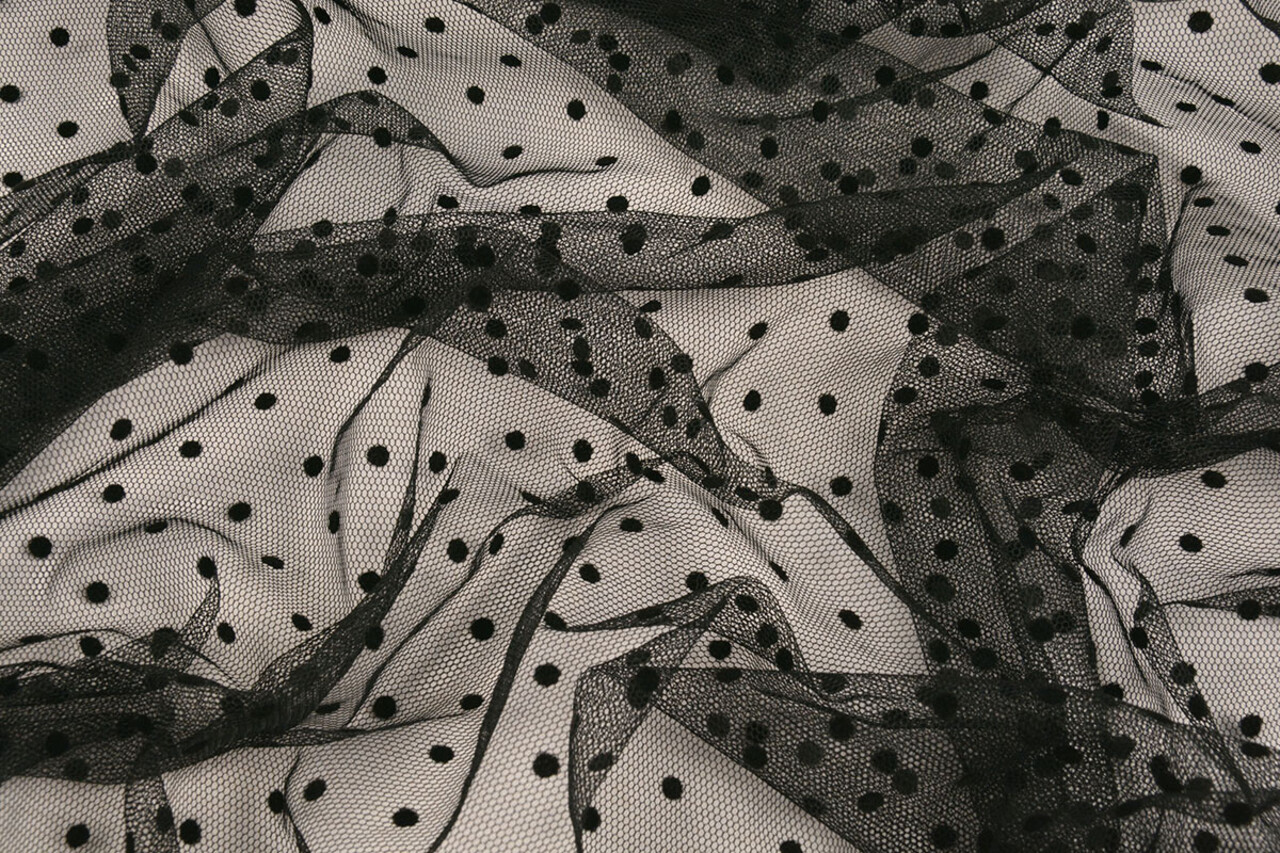 Fijne Tule Stippen Klein Zwart