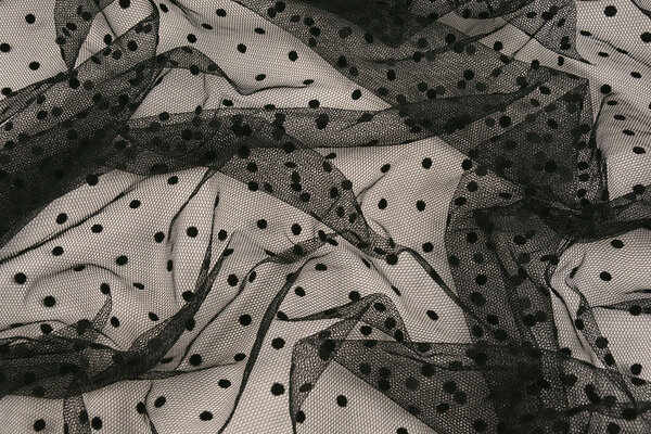 Feiner Tüll Punkte Klein Schwarz