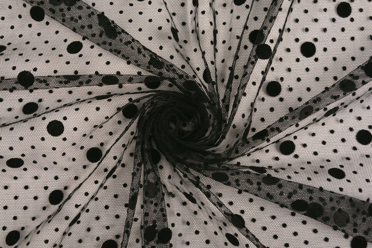 Fine Tulle Dots Mix Black