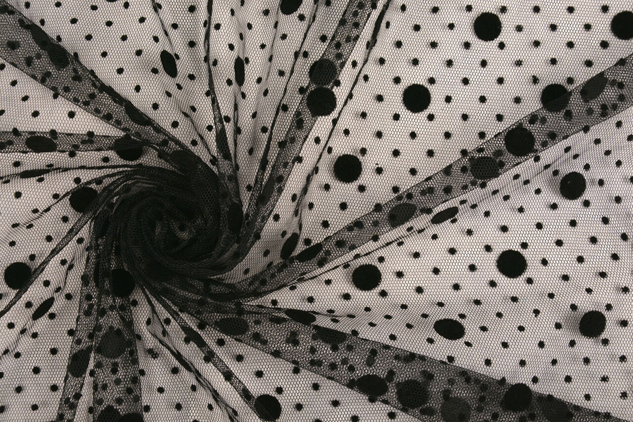 Fine Tulle Dots Mix Black