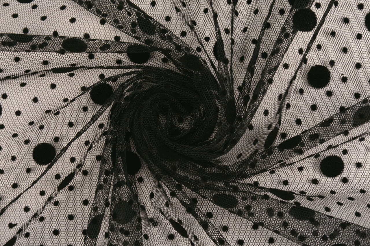 Fine Tulle Dots Mix Black