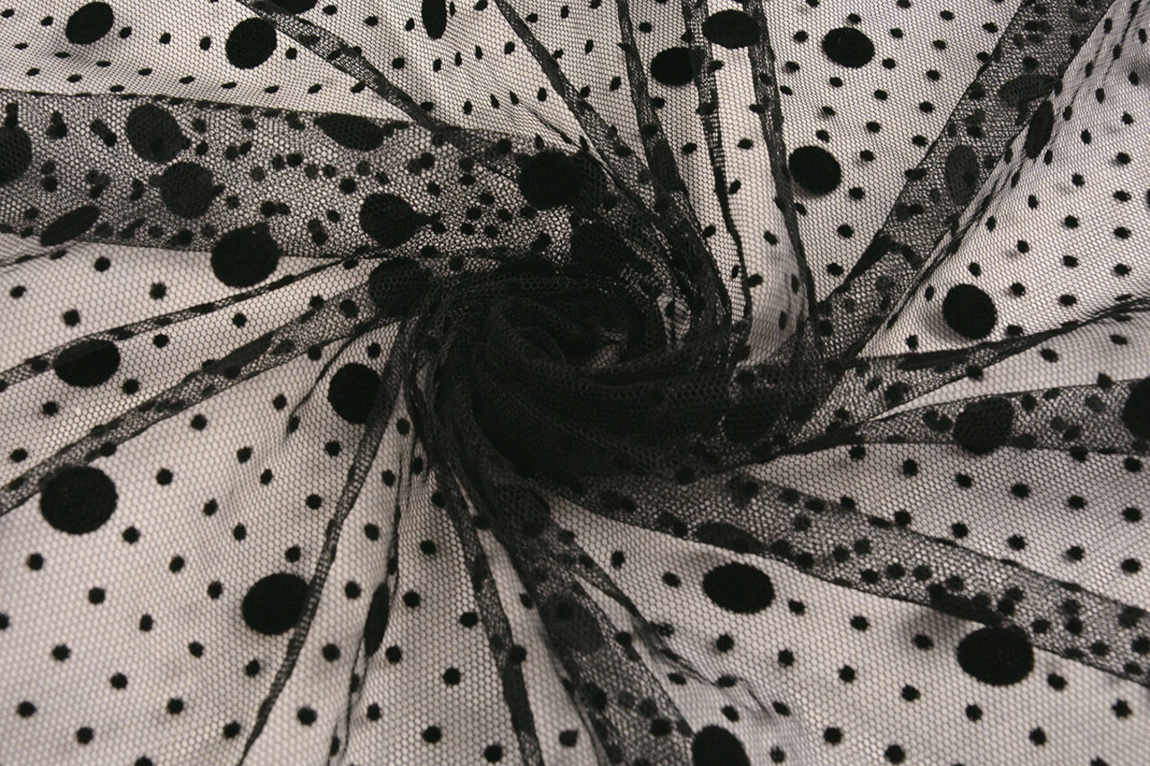 Fine Tulle Dots Mix Black
