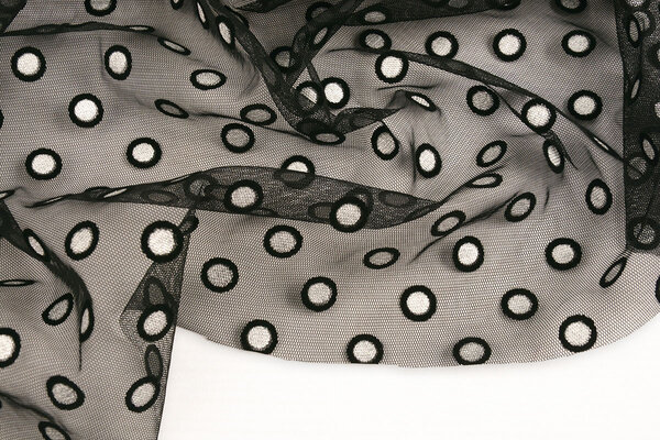 Feiner Tüll Okiri Schwarz-Silber