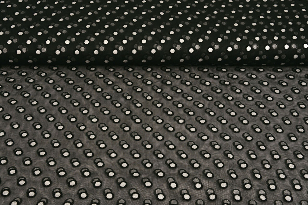 Feiner Tüll Okiri Schwarz-Silber