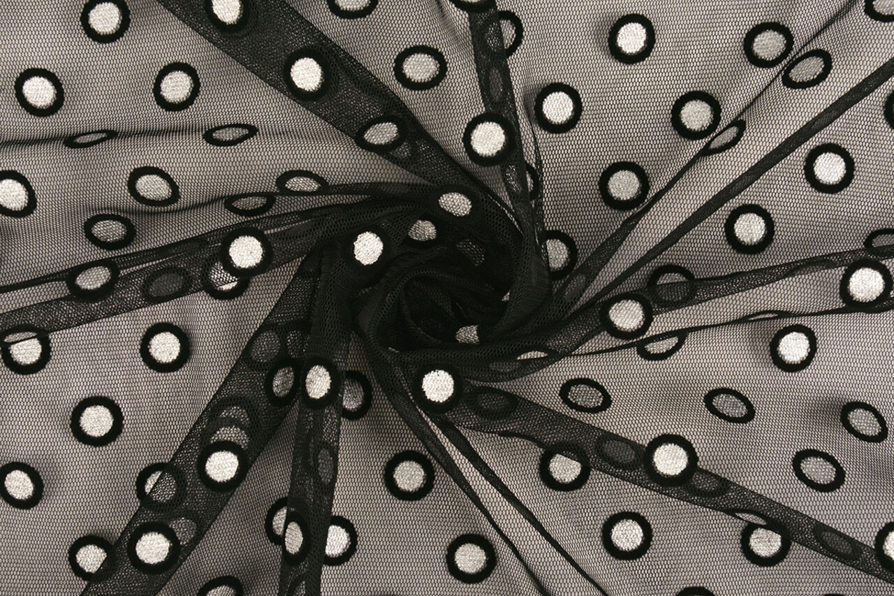 Feiner Tüll Okiri Schwarz-Silber