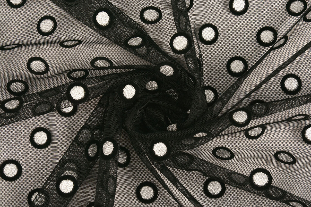 Feiner Tüll Okiri Schwarz-Silber