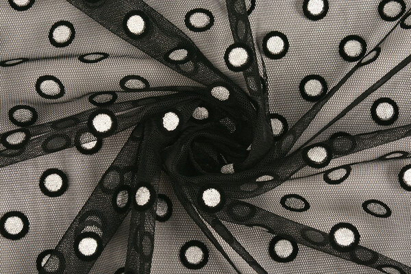 Feiner Tüll Okiri Schwarz-Silber