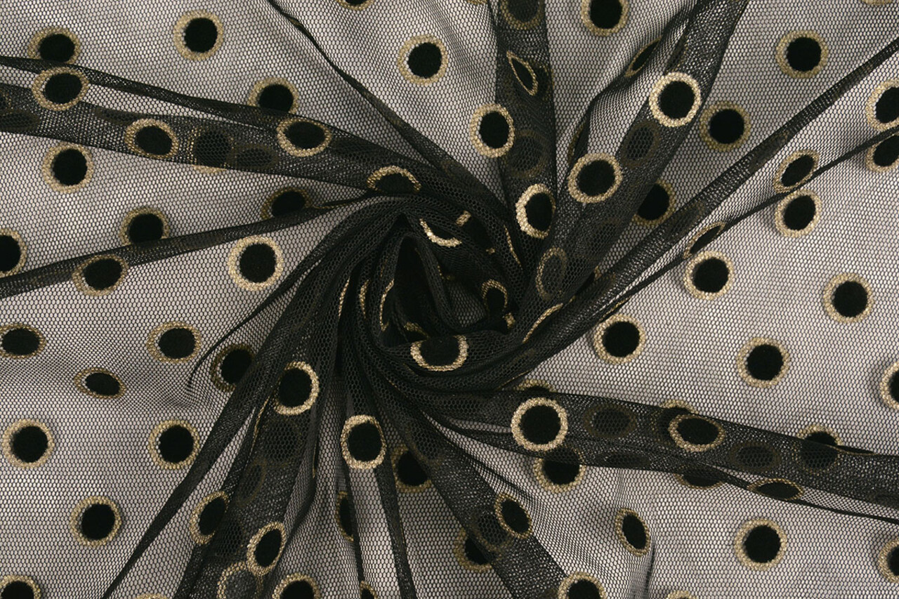 Feiner Tüll Okiri Gold-Schwarz