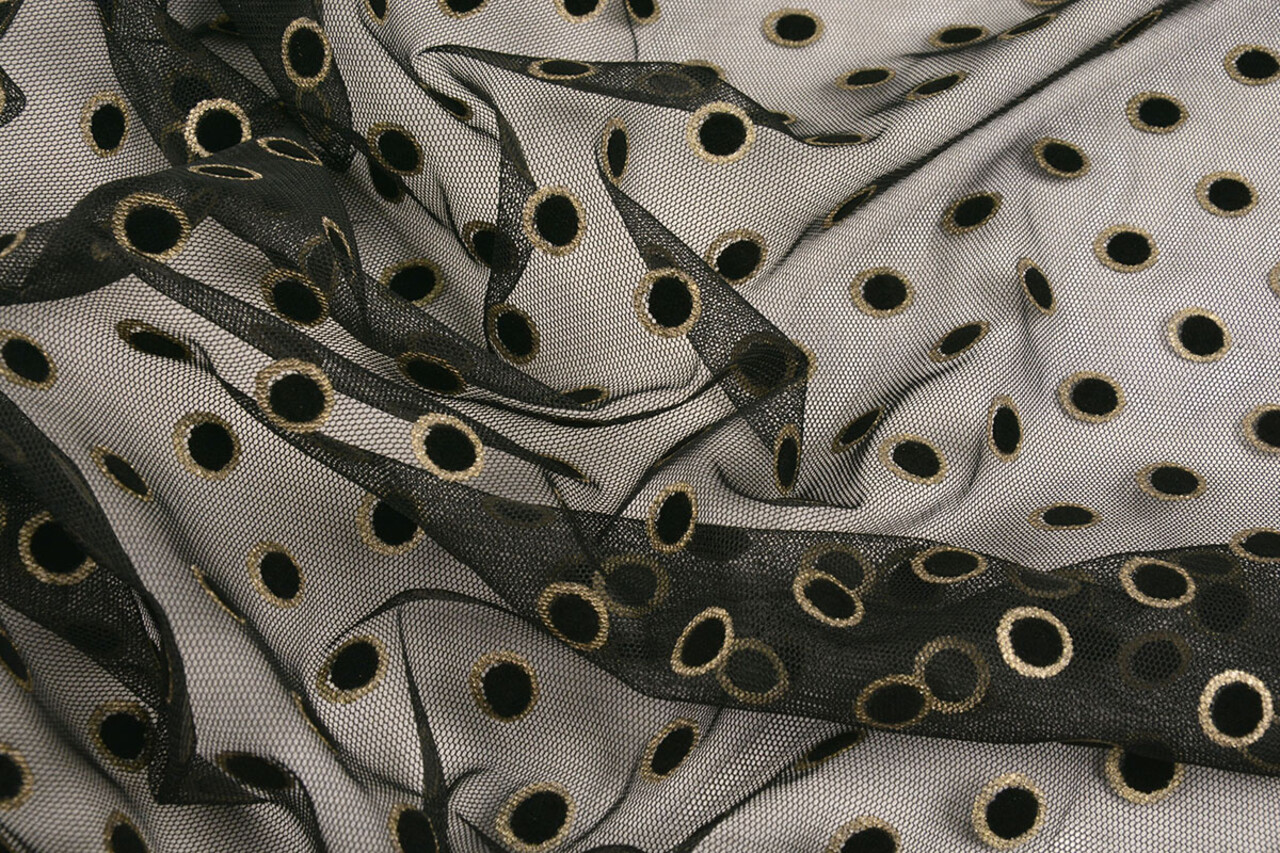 Feiner Tüll Okiri Gold-Schwarz