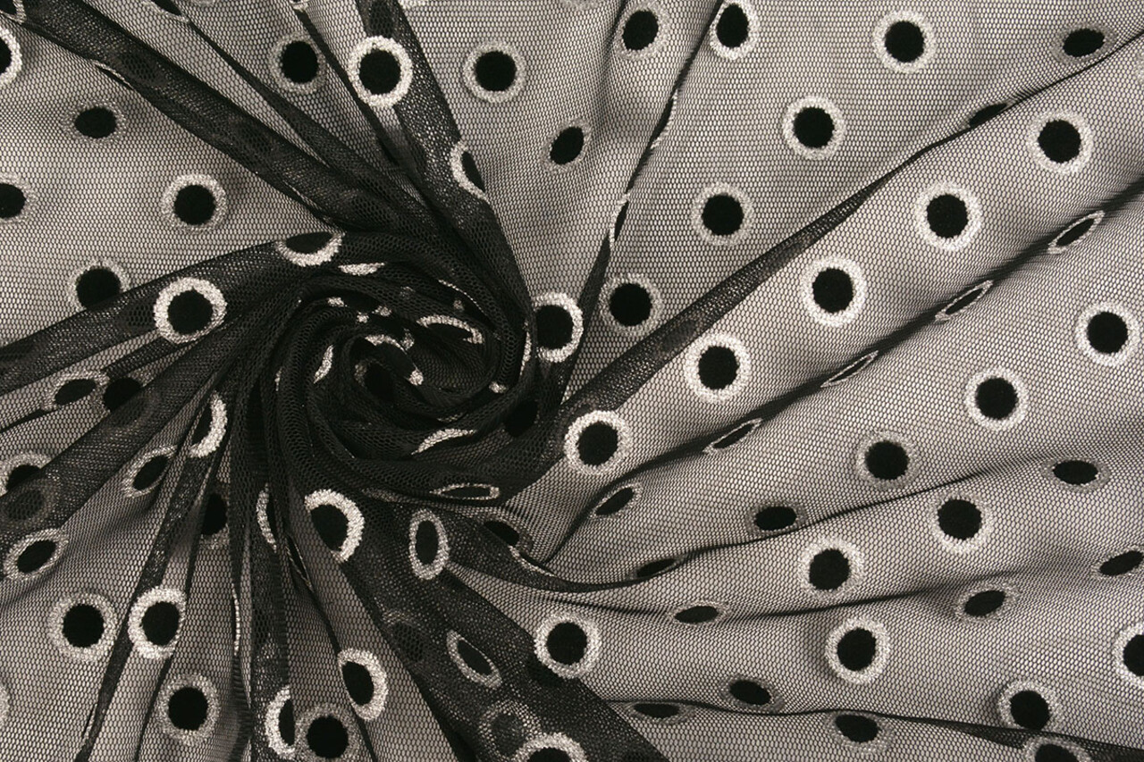 Feiner Tüll Okiri Silber-Schwarz