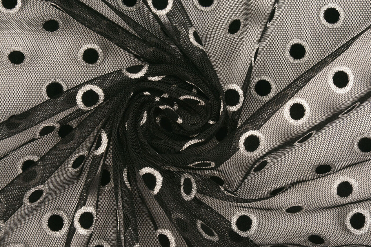 Feiner Tüll Okiri Silber-Schwarz