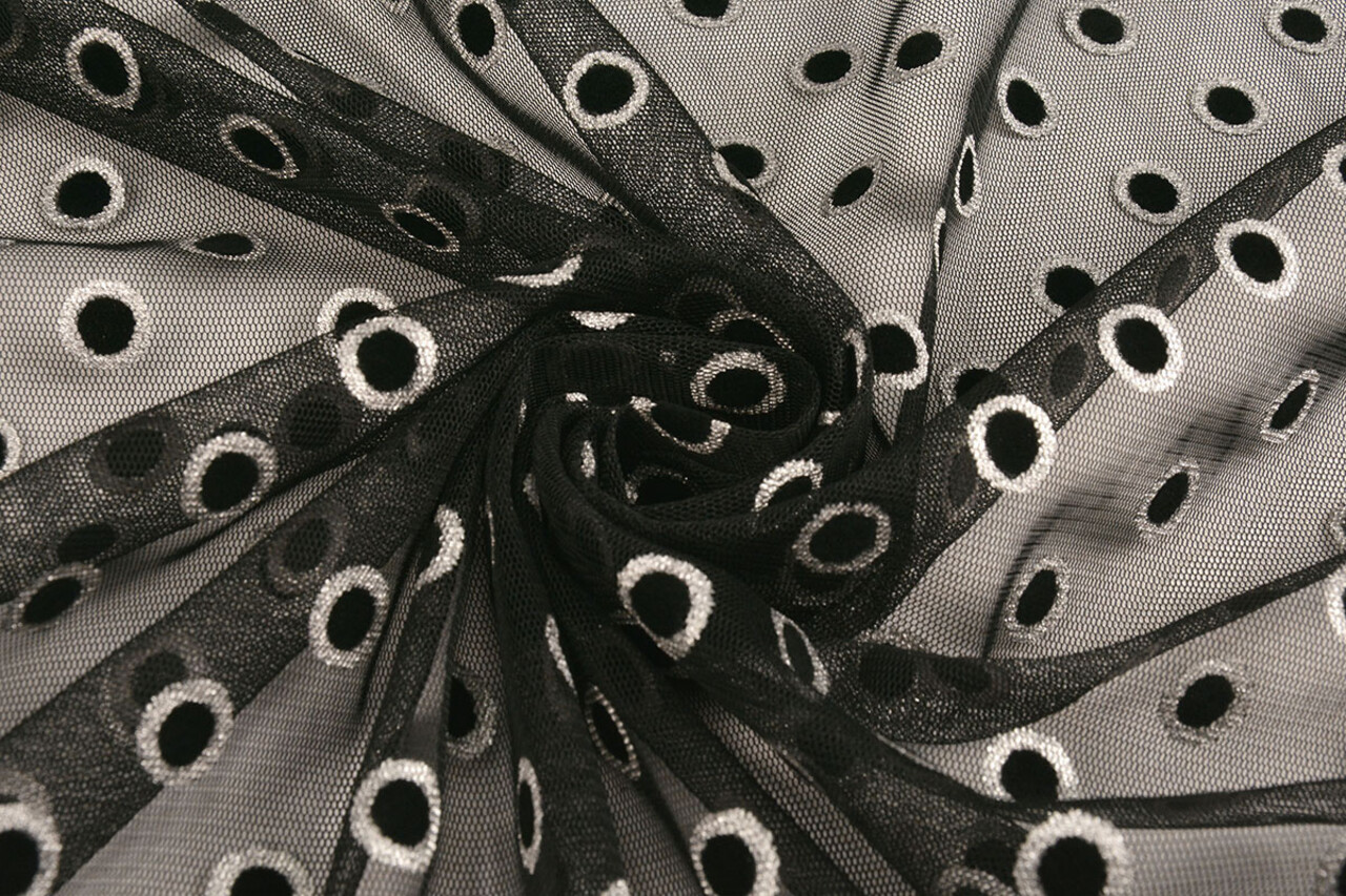 Feiner Tüll Okiri Silber-Schwarz