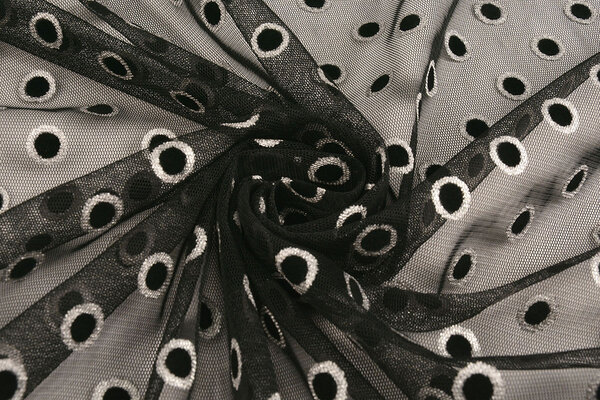 Feiner Tüll Okiri Silber-Schwarz