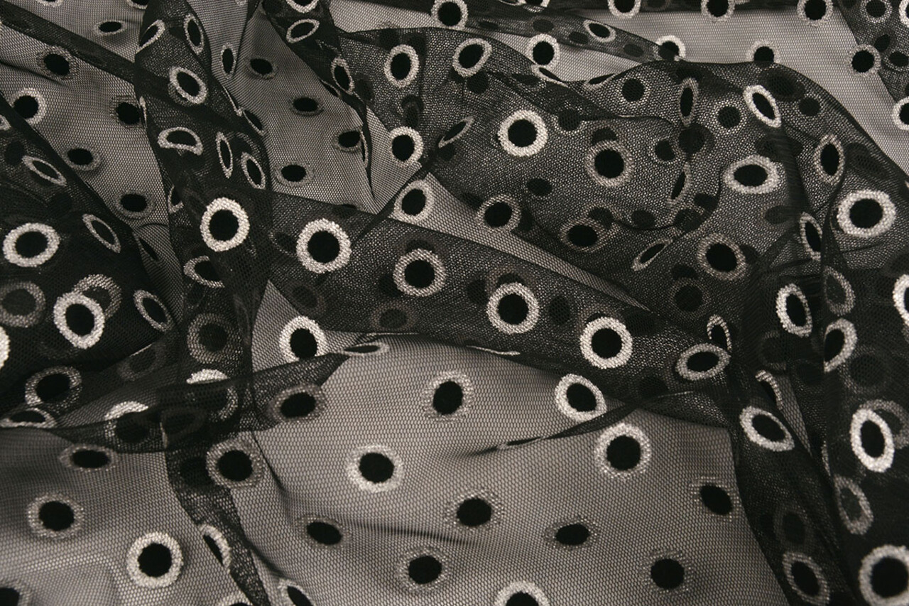 Feiner Tüll Okiri Silber-Schwarz