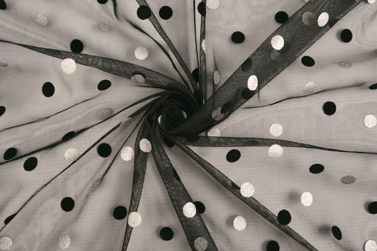 Feiner Tüll Circulo Silber-Schwarz