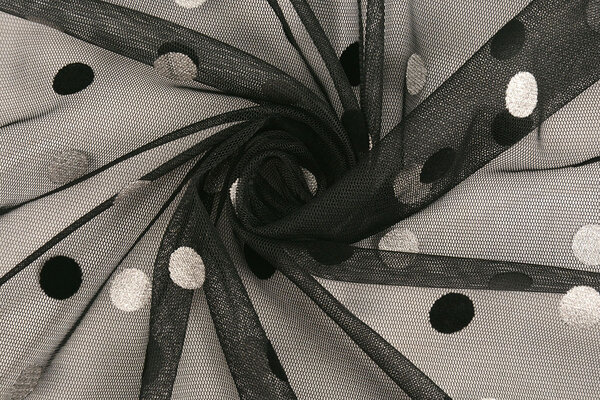 Feiner Tüll Circulo Silber-Schwarz