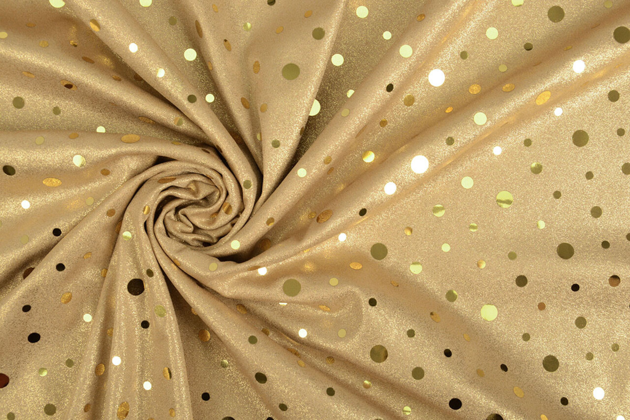 Pailletten Foil op Jersey Goud