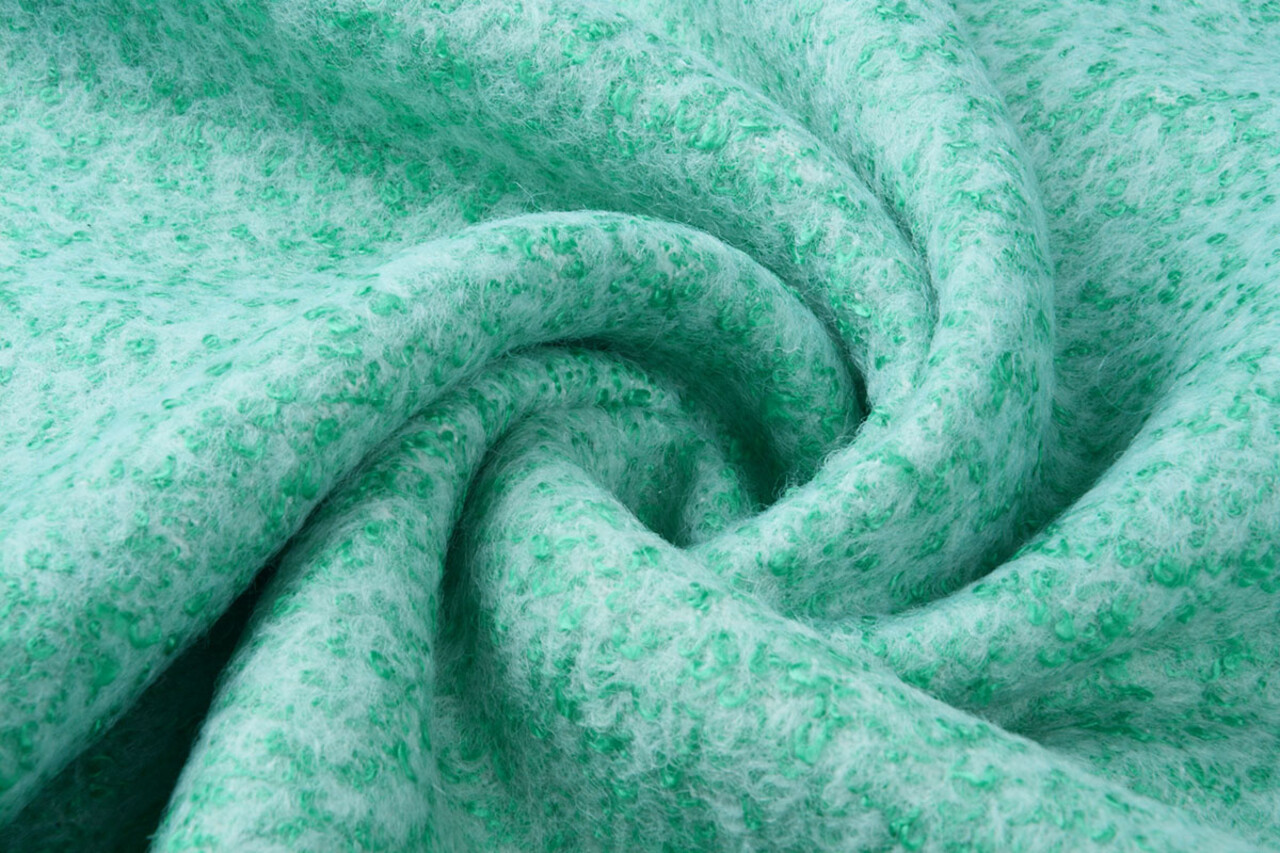 Tessuto di Lana a Maglia Lanoso Mint Bianco Tessuto di Lana a Maglia Lanoso Mint Bianco