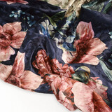 Velvet Printed Flowers Navy Blue