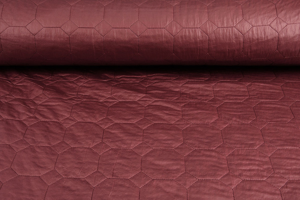 Matelassé Tissu pour Manteau Hexagoon Bordeaux