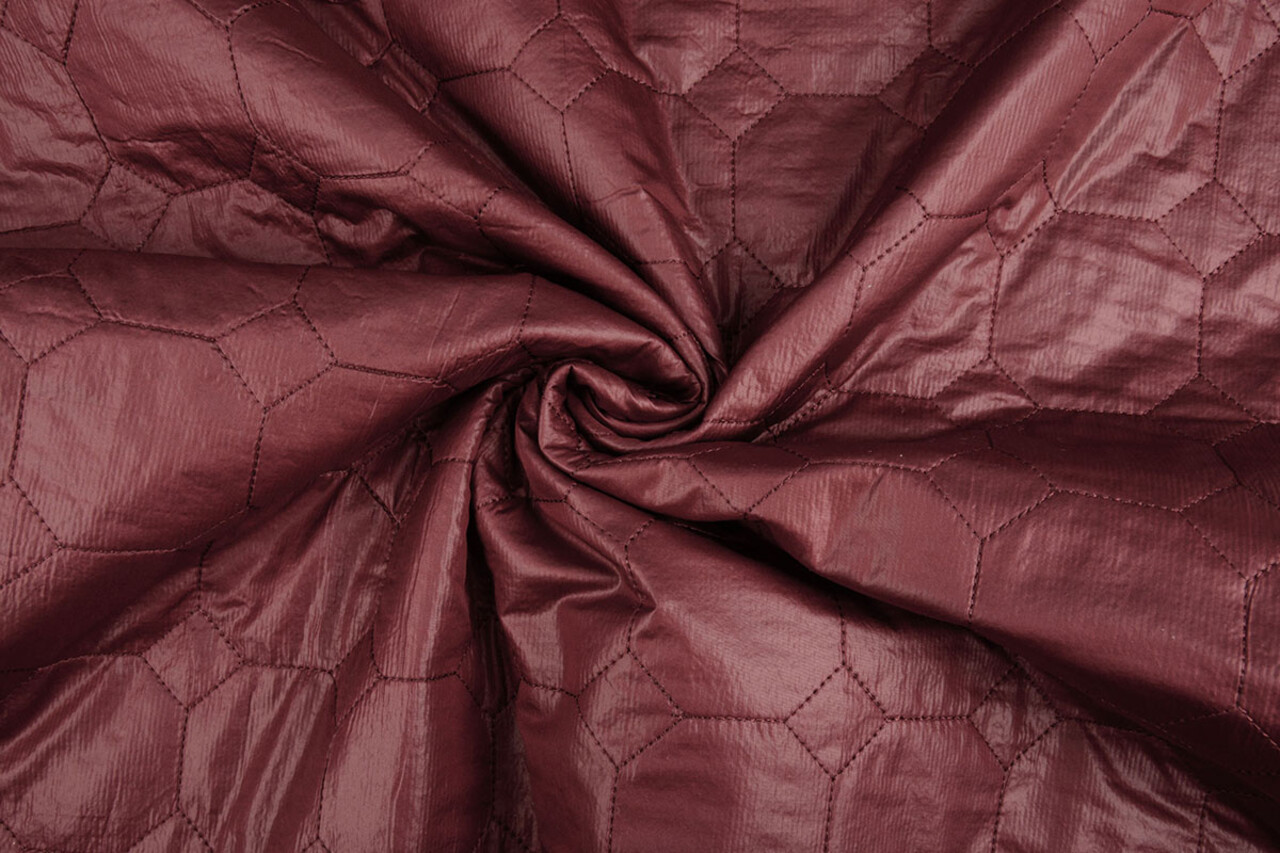 Matelassé Tissu pour Manteau Hexagoon Bordeaux