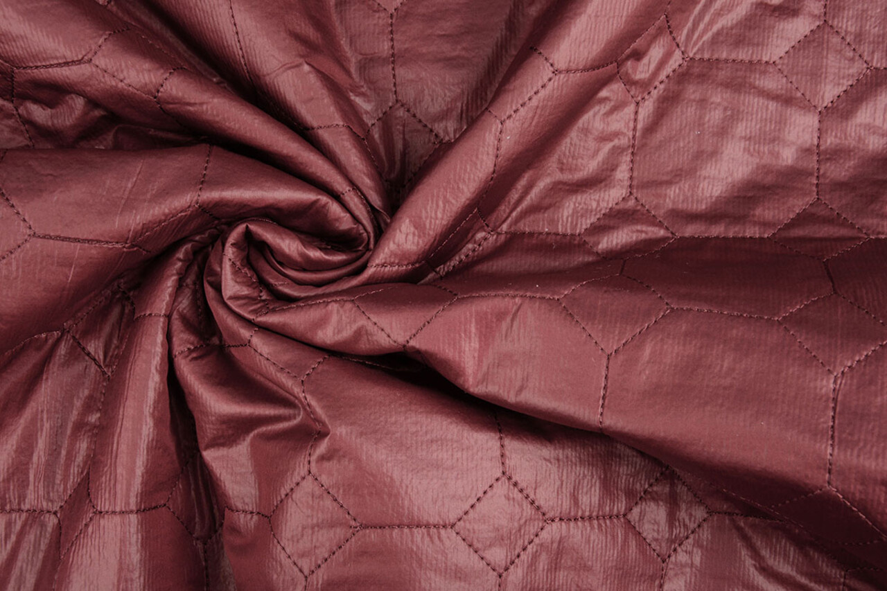 Matelassé Tissu pour Manteau Hexagoon Bordeaux