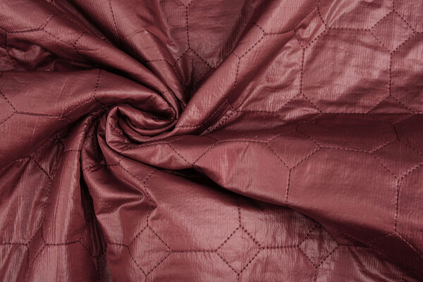 Matelassé Tissu pour Manteau Hexagoon Bordeaux