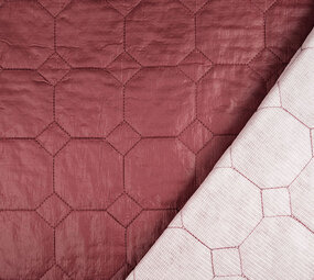Acolchada Tejido para Abrigos Hexagoon Burdeos