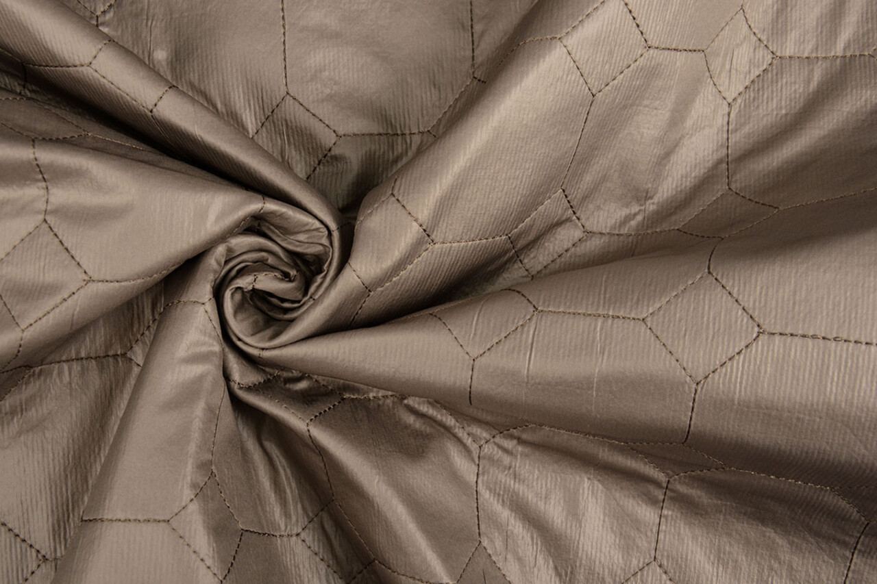 Matelassé Tissu pour Manteau Hexagoon Taupe Matelassé Tissu pour Manteau Hexagoon Taupe