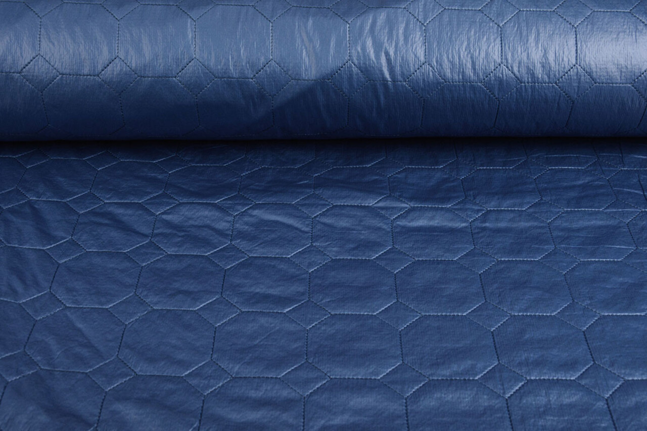 Quilted Jacketfabric Hexagon Dark Blue Quilted Jacketfabric Hexagon Dark Blue