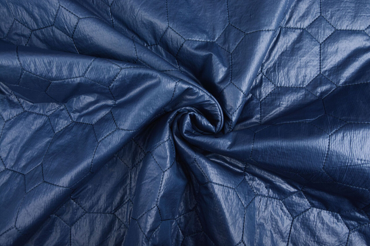 Gewatteerde Jassenstof Hexagoon Donker Blauw Gewatteerde Jassenstof Hexagoon Donker Blauw