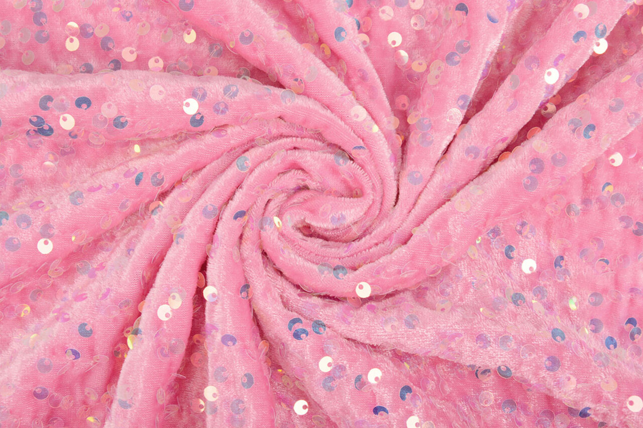 Velours à Sequins Rose Clair Velours à Sequins Rose Clair