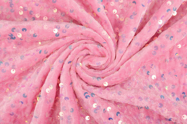 Paillettes su Velluto Rosa Chiaro