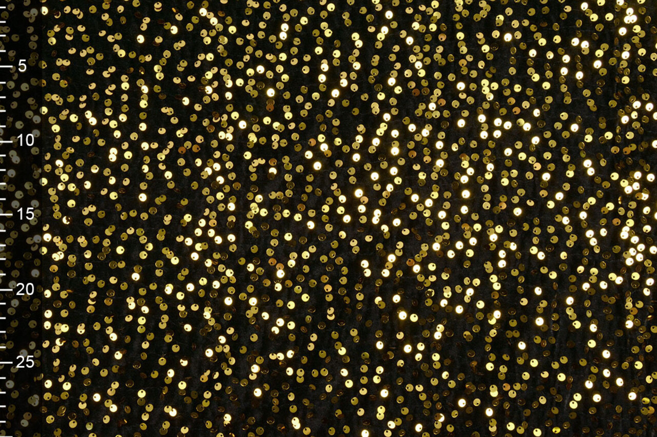 Pailletten op Velours Zwart - Goud