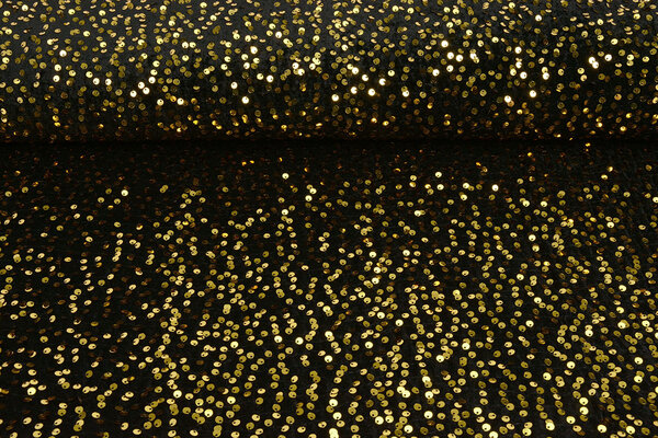 Pailletten auf Samt Schwarz - Gold