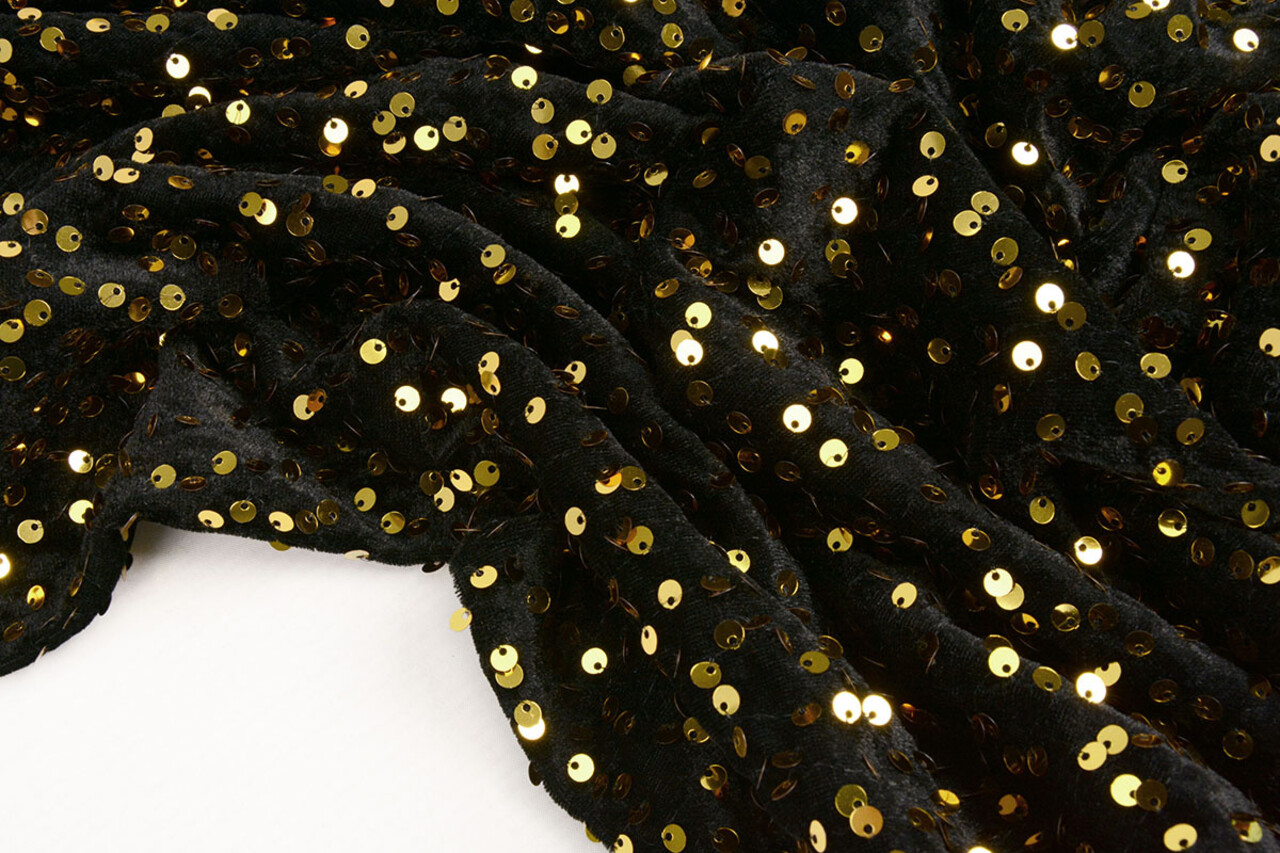 Velours à Sequins Noir - Or Velours à Sequins Noir - Or