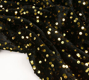 Pailletten auf Samt Schwarz - Gold
