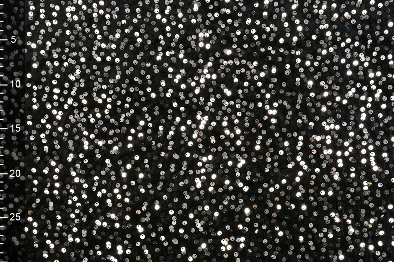 Sequins on Velvet Black - Silver