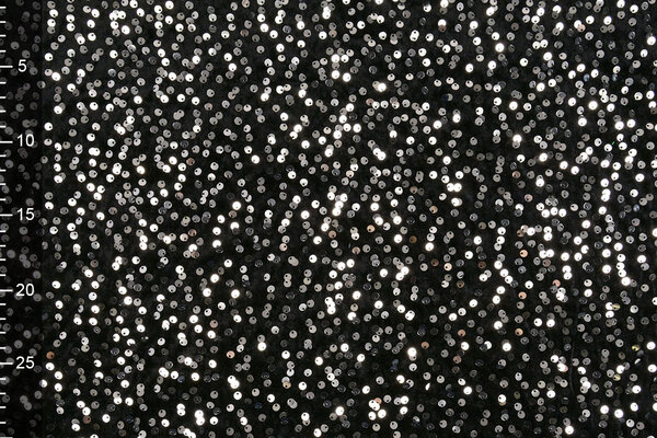 Sequins on Velvet Black - Silver