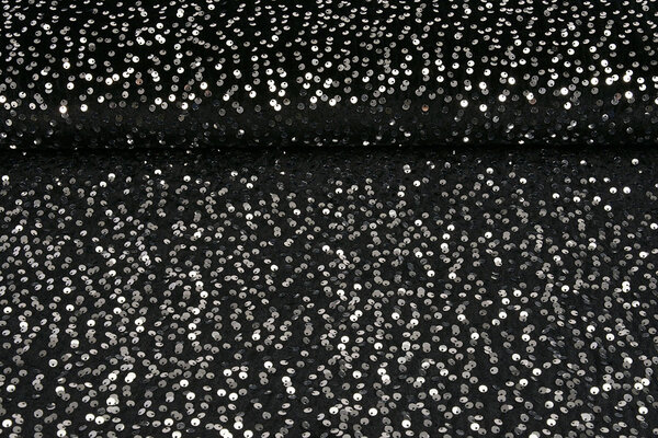 Pailletten auf Samt Schwarz - Silber