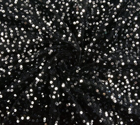 Sequins on Velvet Black - Silver Sequins on Velvet Black - Silver